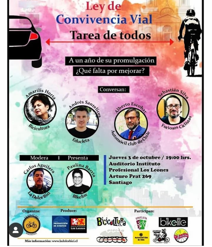 EducletaChile's tweet photo. Recuerda: mañana jueves 3 de Octubre se realizará el conversatorio #LeydeConvivenciaVial organizado por @LaDolceBici oportunidad en que @EducletaChile junto a representantes de organizaciones de la sociedad civil abordarán el impacto de esta normativa. #Educleta #FelizMiercoles https://t.co/fZUBEwEVqw