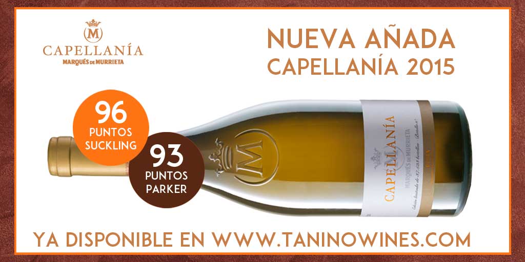 Ya está disponible en nuestra tienda la nueva añada de unos de los blancos más buscados: Capellanía 2015 de <a href="/MarquesMurrieta/">Marqués de Murrieta Estates & Wines</a> bit.ly/2o5glct

¡¡¡No te quedes sin él!!!

#marquesdemurrieta #capellania #nuevaañada #vinoderioja #vinoblanco #taninowines #wine #winelover