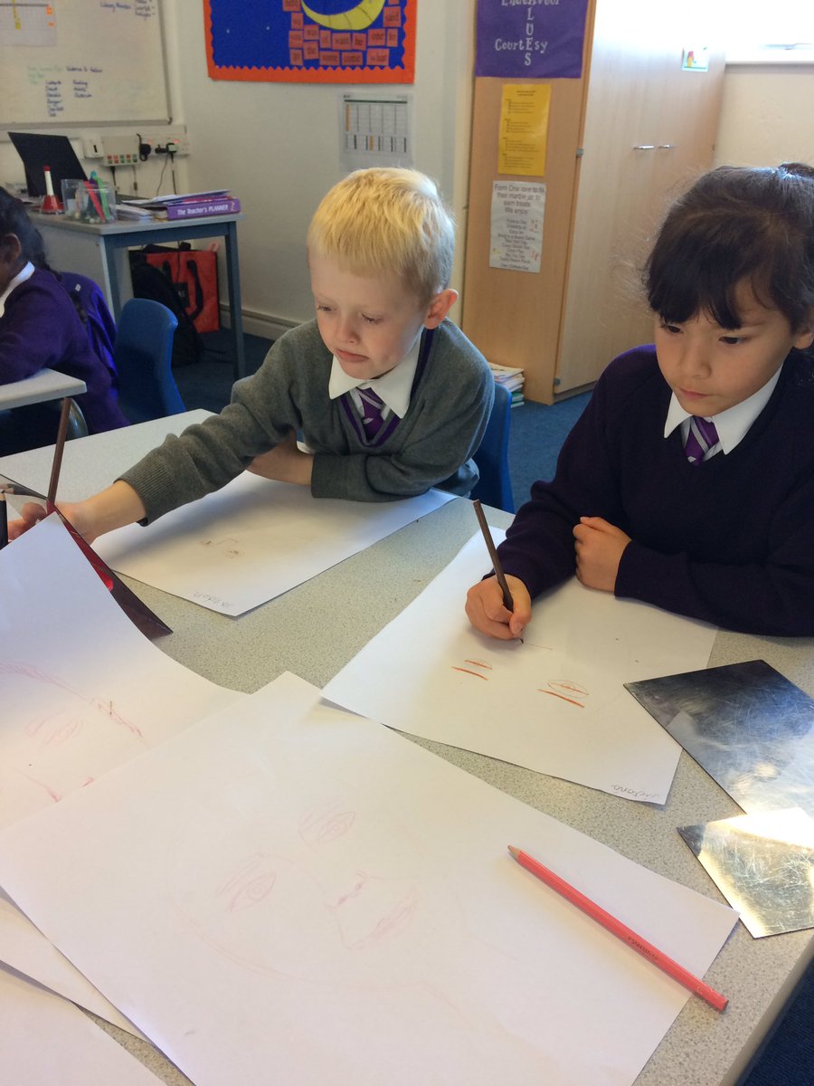 EPSArts's tweet image. A very promising start to what looks like some great self-portraits by Form 1 @EPSForm1 #EPSInspire