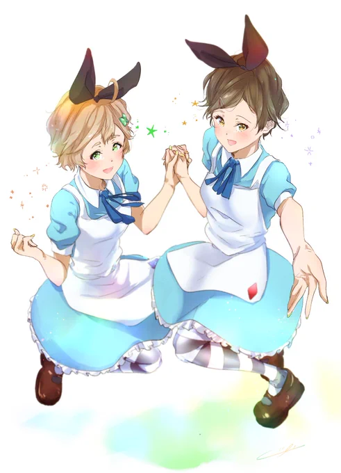 「不思議の国のメイド喫茶へようこそ!??」
#加藤葉月 #川島緑輝
#anime_eupho
#響けユーフォニアム 

2人とも初描きです!可愛く描けてるかな...!?? 