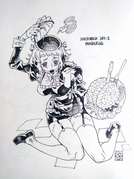 #Inktober2019 Day 2: "Mindless"

There wasn't any food left in the fridge, but Master's gotta eat ... 