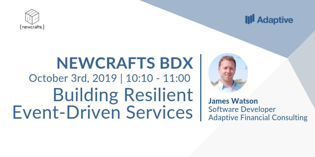 WeAreAdaptive's tweet photo. We're delighted to participate in the @ncraftsBdx this year! Join @james_watson1 to his conference "Building Resilient Event-Driven Services". #newcrafts https://t.co/U0ft4YiKdp https://t.co/EAZFUMz7xs