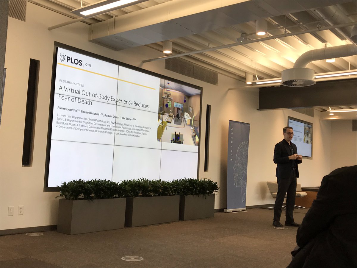 HealthWorksBC's tweet photo. Excellent speaker & topic on virtual reality (VR) on the 1st & 2nd time I died virtually. The concept of dying, pain perception, fear of dying can change. @BrennanSpiegel @CedarsSinai Los Angeles #interfacesummit #cdnhealth #bchc https://t.co/FjWkrsxqtm