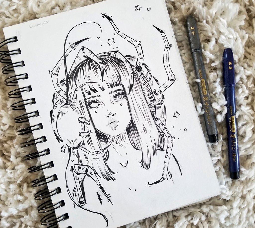 absolute_ama's tweet photo. #inktober day 2 CENTIPEDE. Shit was more gross than expected🤢🤮
#Inktober2019 https://t.co/EBvq6ppbTO
