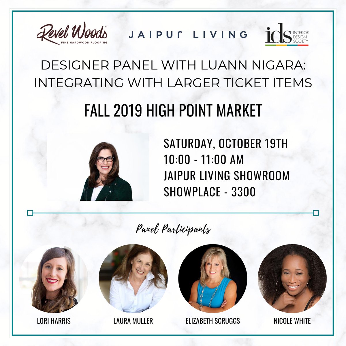 idsnational's tweet photo. Are you headed to High Point MKT this October? We're excited to invite you to join us with LuAnn Nigara, @RevelWoods, and @JaipurLivingInc for a panel discussion on how designers can integrate with larger ticket items. Be sure to REGISTER here: https://t.co/f8vOmCEvXa https://t.co/X1w9ZPQvYn