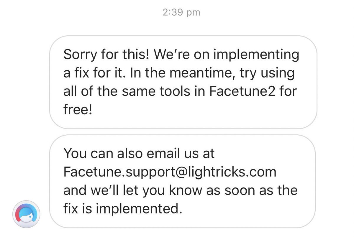 For everyone who is struggling to use the original @facetuneapp after it updated, they have said this to me on Instagram! Hopefully they get it sorted as soon as possible 🙏🏻