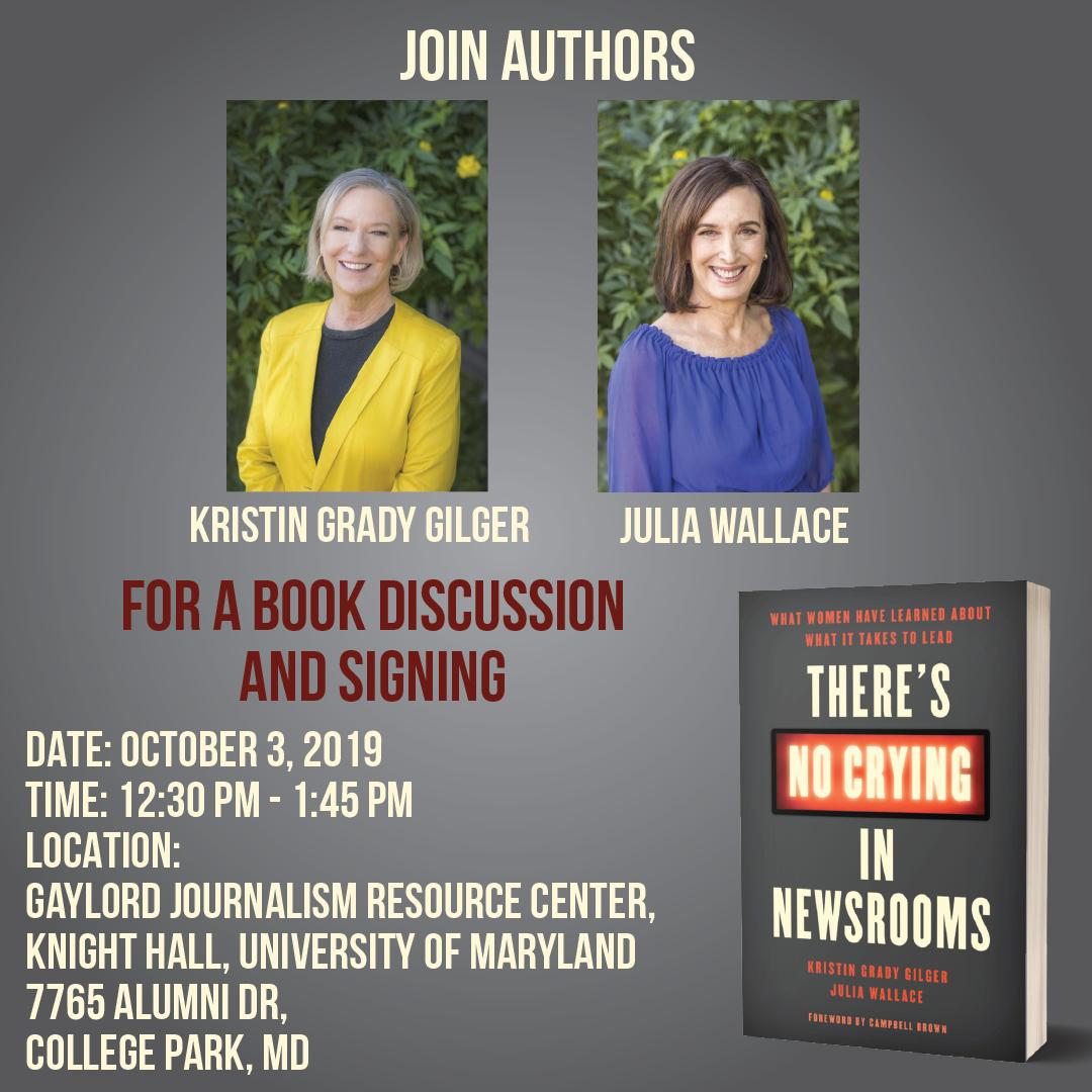 Tomorrow at the University of Maryland, we'll be discussing our book &amp; what it takes for women to be successful today in media . Moderated by <a href="/kbest/">Kathy Best</a>. For more details: bit.ly/2ne1ADF