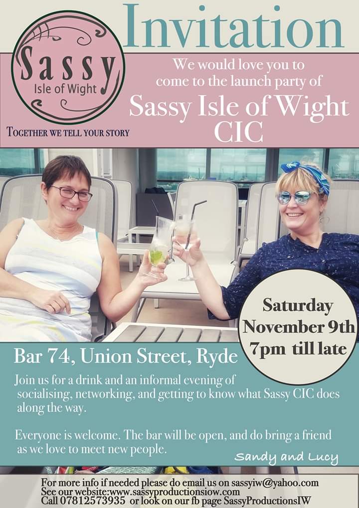 Want an excuse to visit Ryde/ IOW? Come to our little launch event &amp; find our what @SassyProductio2 have been up to &amp; how we can help you to connect with more people in the community!  #party #isleofwight
