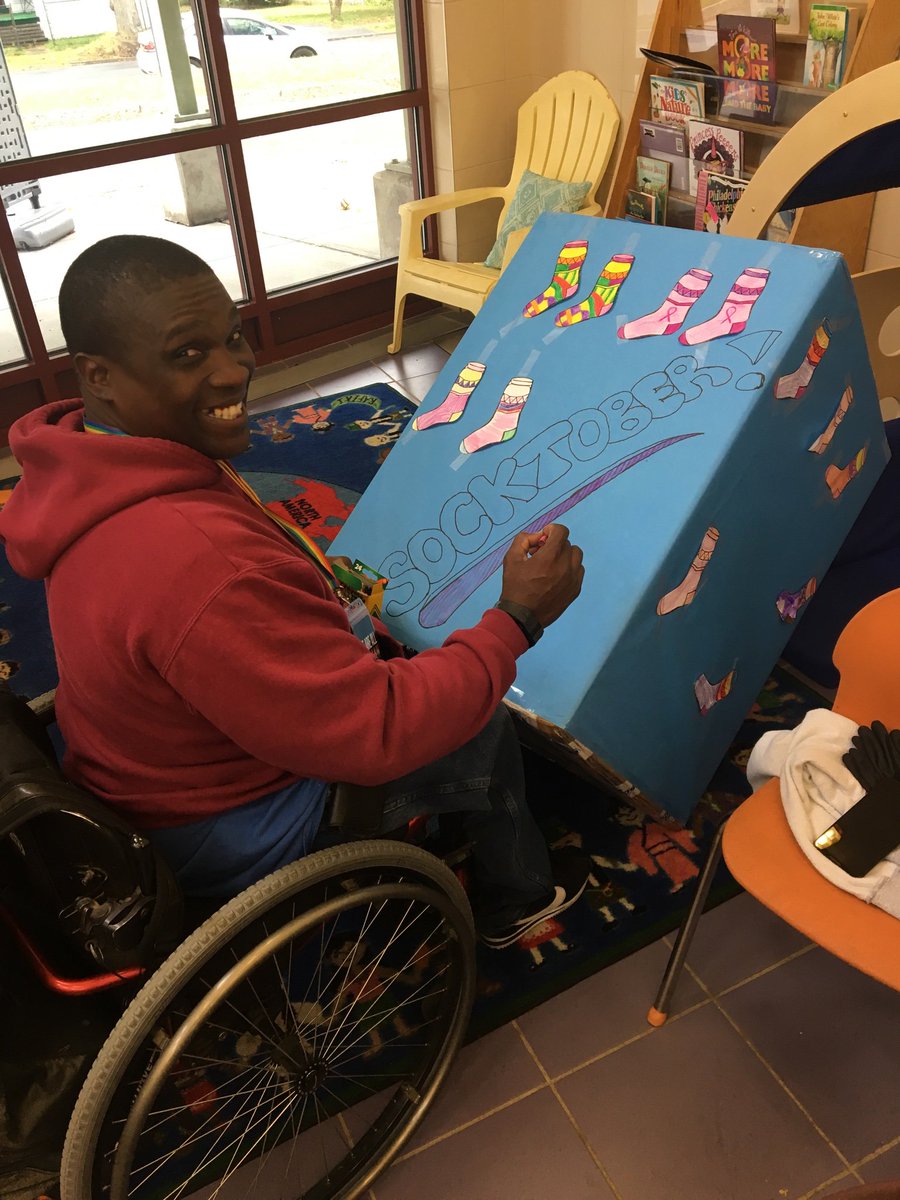 MMS_CSDA's tweet image. #Socktober is here and Mr. Chaney is preparing our collection box.  Please support the less fortunate by providing socks for the cold winter to come.