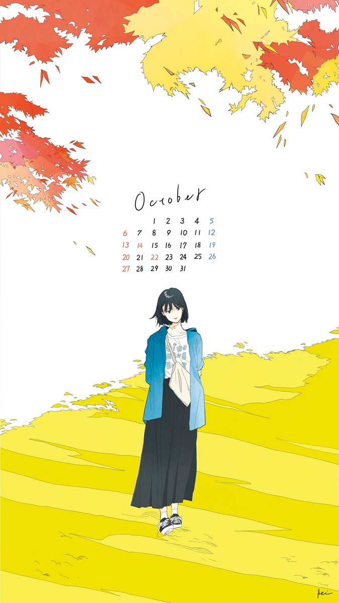 かとうれい Rei Kato On Twitter 10月のカレンダーになります 是非ご自由にお使いください 秋めく君は紅葉を散らして