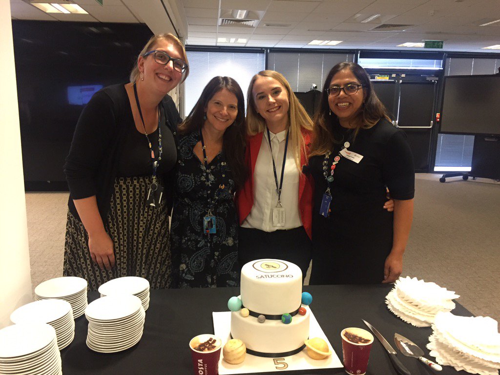 Team P&amp;E celebrating 5 years of <a href="/SatAppsCatapult/">Satellite Applications Catapult</a> Satuccino!