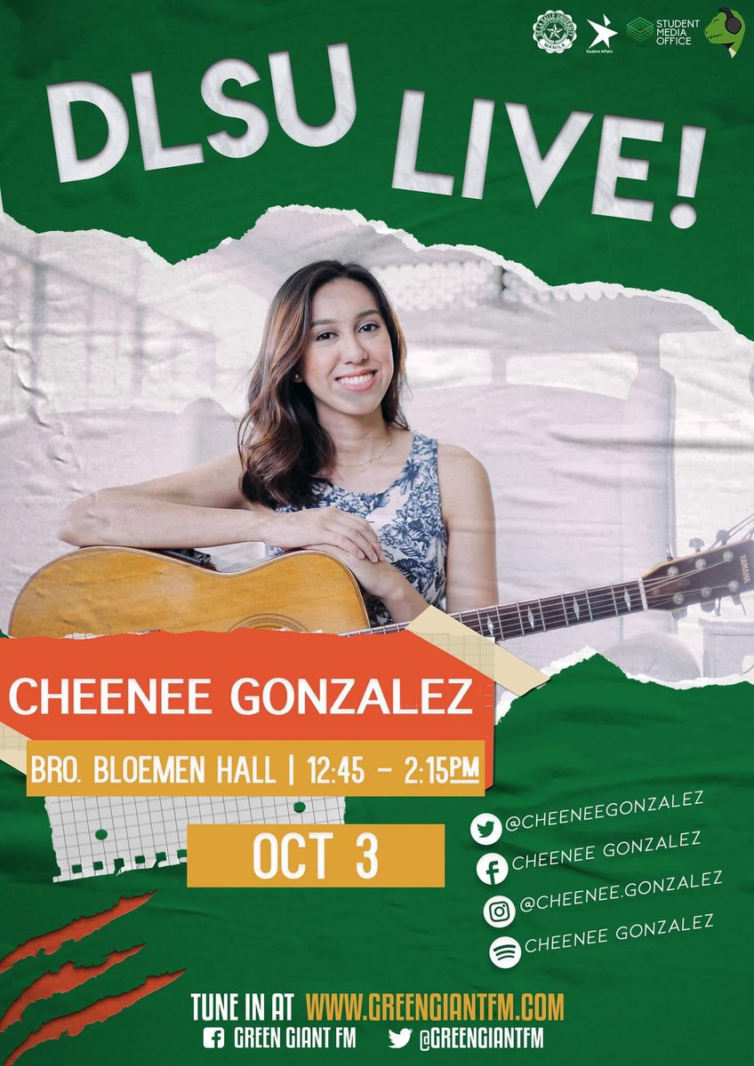 cheeneegonzalez's tweet photo. Tomorrow i’ll be at #DLSULive! Catch me from 12:45-2:15PM at Bro. Bloemen Hall, or tune in via https://t.co/mSt975NBBF 💚
#GGFM #KeepItLocked https://t.co/hlAXpAfp0D