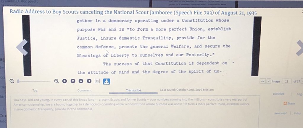 One our students found the #preamble quoted in her document! #CitizenArchivist @USNatArchives @FrostMSVA @FrostsPrincipal