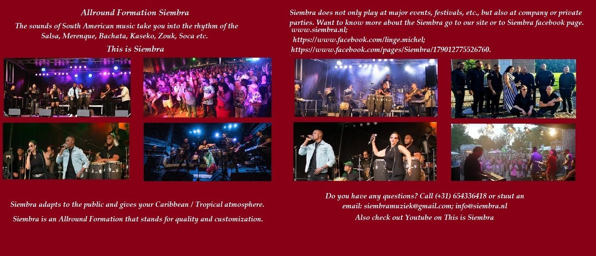 Experience, that is what a successful event is all about.
Whatever event you organize, you want your guests to be able to talk about this for a long time.
Are you looking for a nice idea for your staff outing, company party, family party, wedding party or other occasion?

SIEMBRA