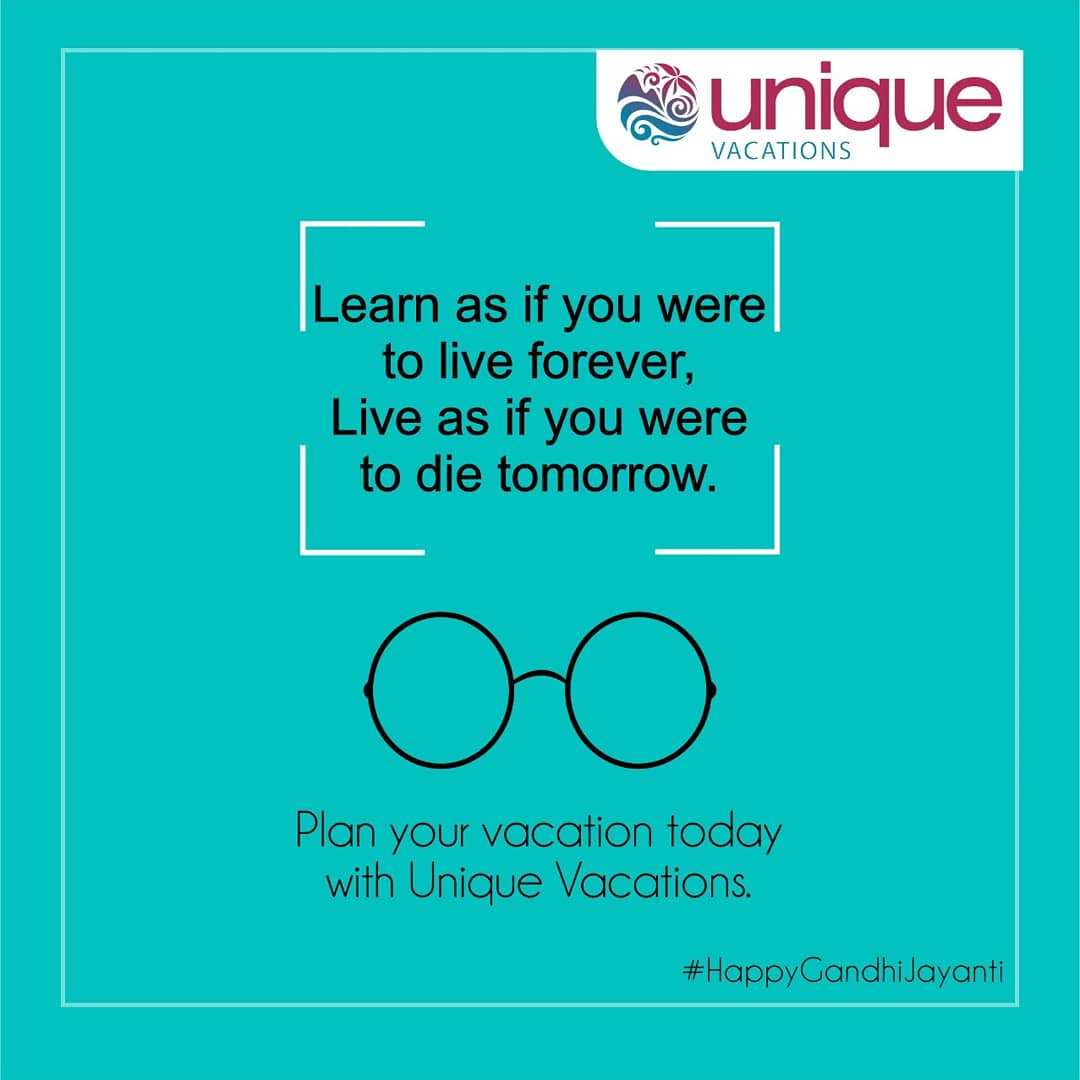 UniqueVacation4's tweet photo. Happy Gandhi Jayanti
Unique Vacations
One World, One Price! 
. 
#happygandhijayanti #gandhijayanti #gandhijayanti2019 #happyholodays  #familytravels  #uniquevacations https://t.co/JwpTqgvTNZ