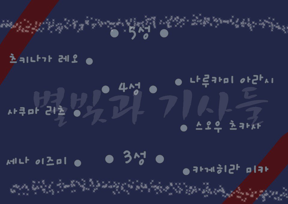 knights_rabbit's tweet photo. #별빛과_기사들_매칭이벤트
반짝반짝 빛나는 아이돌들이 🌟몇성🌟인지 맞춰주세요! 
최다 정답자께는 무료입장권을! rt+매칭이벤트 참여자 분들 중 추첨을 통해 별조명을 선물로 드립니다!✨

많은참여 부탁드려요!🌟(~10/20) https://t.co/friPpMTMn3