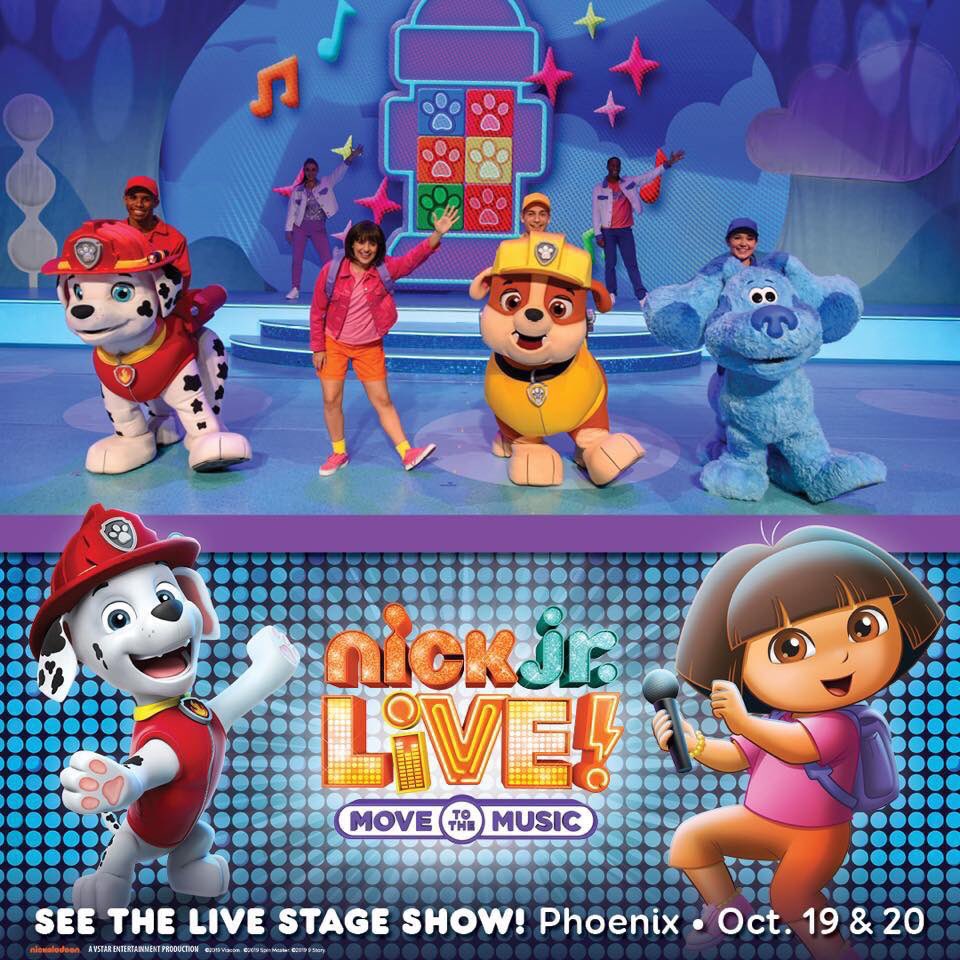 MacKidGoodyrAZ's tweet photo. Join Bubble Guppies, Paw Patrol, Dora and Blue on a musical adventure coming to you!!
All of your Nick Jr. friends will be performing FOUR shows while they are at Comerica Theater on October 19th and 20th. #ad https://t.co/7AUROpGVTs