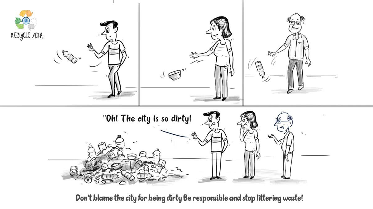 recycleindia's tweet image. Dont blame the city for being dirty. Be responsible and stop littering waste. Remember plastic waste can be recycled if you stop throwing them around. 

#RecycleAndReuse #LitterFreeIndia