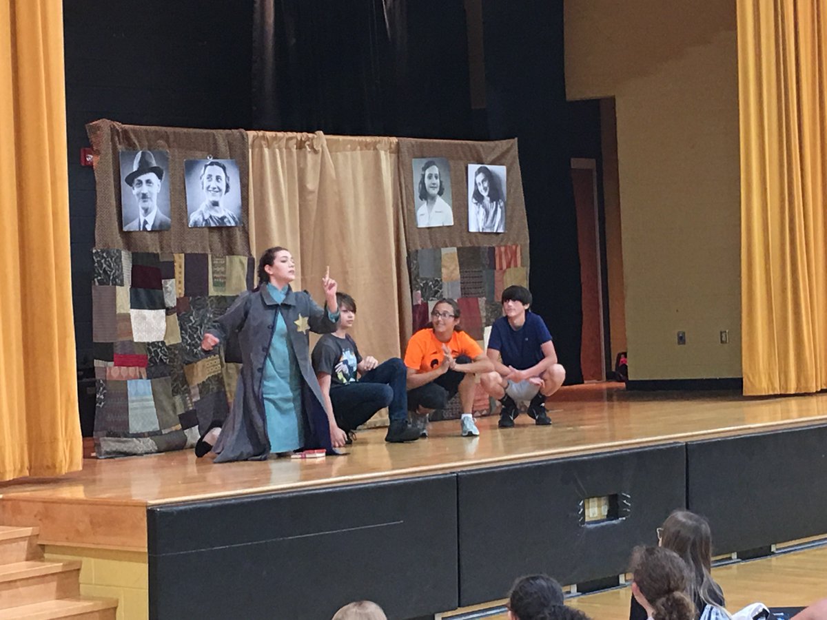 CCMS_MCS's tweet image. Eighth grade students enjoyed an excellent production of Anne Frank by the Bright Stars Touring Theatre sponsored by PAMS. This was a fantastic introduction as they begin a study of her life and writings during Nazi Germany. Thank you to the Arts Council of Moore County.