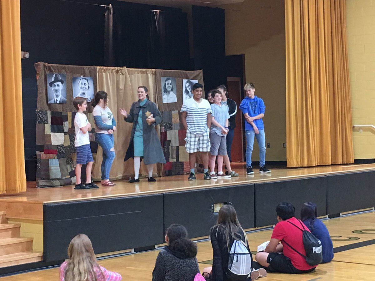 CCMS_MCS's tweet image. Eighth grade students enjoyed an excellent production of Anne Frank by the Bright Stars Touring Theatre sponsored by PAMS. This was a fantastic introduction as they begin a study of her life and writings during Nazi Germany. Thank you to the Arts Council of Moore County.