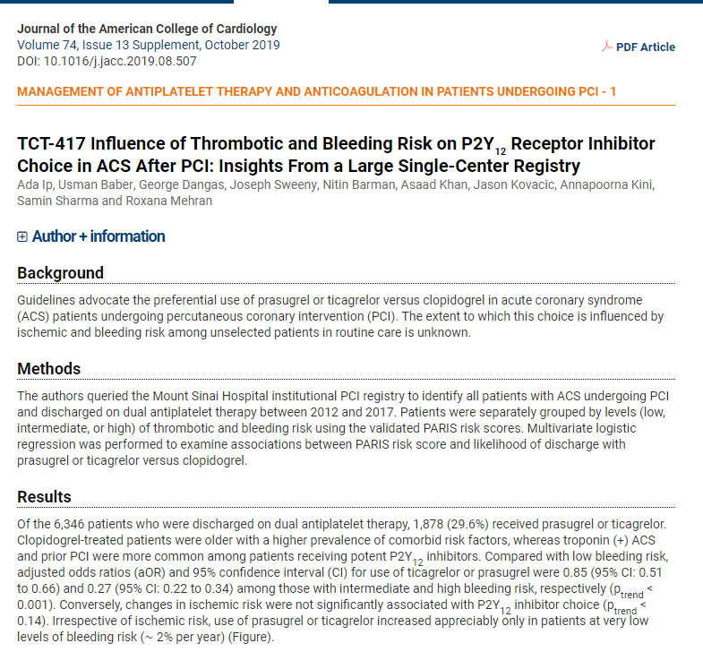 DOMSinaiNYC's tweet photo. Congrats to our own PGY3 Dr. Ada Ip (@Adadrip) for her recent talk @TCTConference on anti-platelet choices in #ACS after #PCI! #TCT2019 #MSHeart @Drroxmehran @ubcardio @MountSinaiHeart https://t.co/PqXhNq4dRY