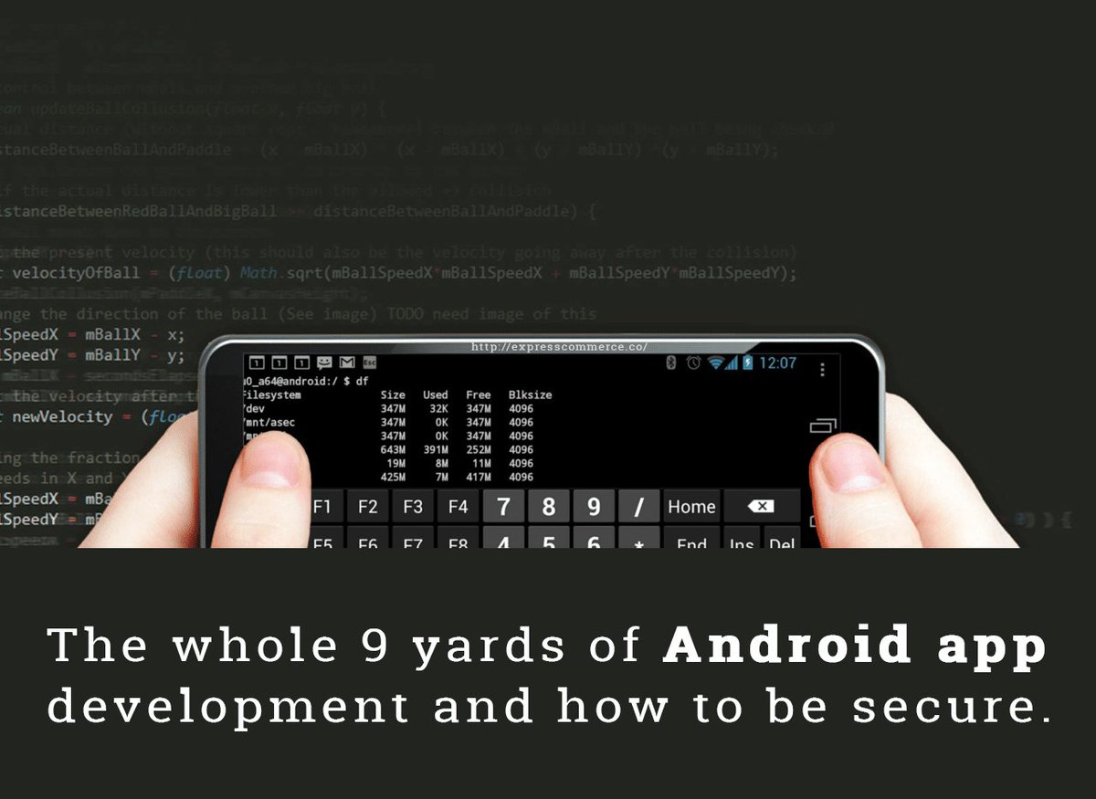 ExpressCommCo's tweet photo. "The whole 9 yards of #Android #app #development and how to be #secure." #androidapp #java #appdevelopment #mobileapp #ui #flutter #programming #smartphones #ios #networksecurity #ux #ecosystems #designing #privacy #data #breach #database #expresscommerce https://t.co/rjB7mSHqkL