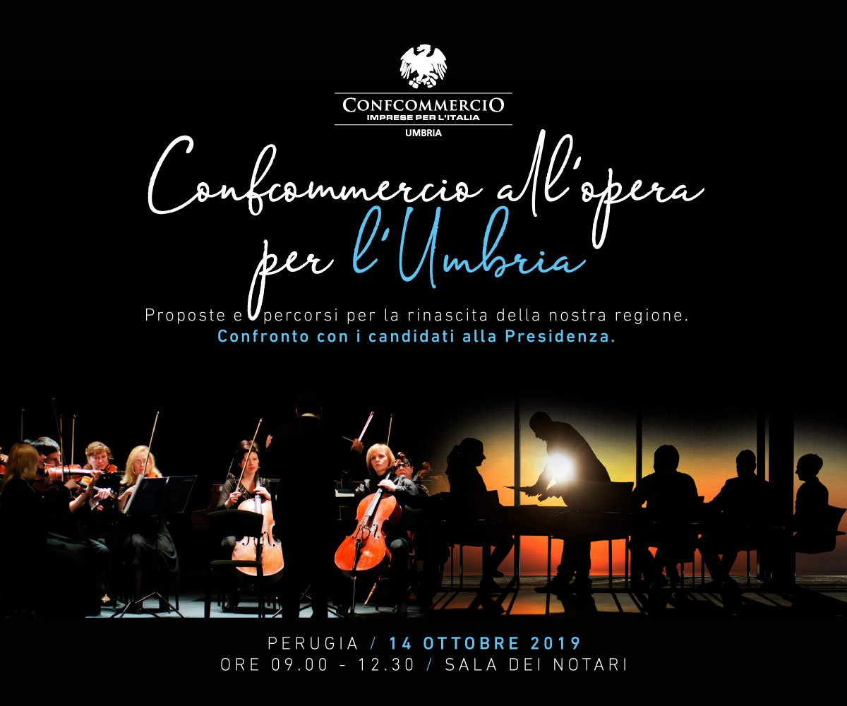 Partecipa anche tu al confronto con i candidati alla Presidenza della Giunta regionale dell’Umbria organizzato da Confcommercio Umbria per presentare le proposte delle imprese del terziario, che vogliono far uscire l’Umbria dalla stagnazione economica e sociale in cui si trova.
