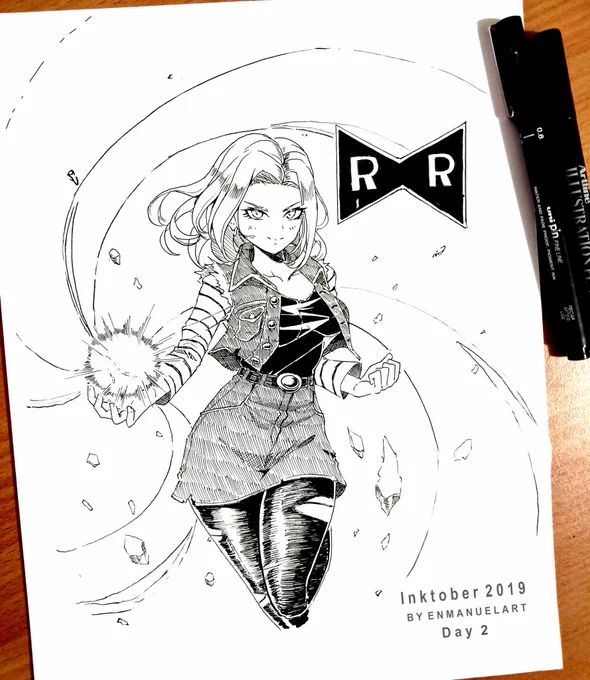 Inktober 2019 day 2 "don't mess with Android 18"
Wow I haven't draw a DGBall  character in years, I hope Krilin like this ? ?
#inktober #inktober2019 #arttrober2019 #android18 #dragonball 