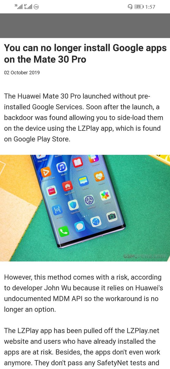 nbk_nbk_nbk's tweet photo. @geekyranjit It's just been said that the #HuaweiMate30Pro is #no_longer supporting #side_loading of the #GoogleServices https://t.co/VIwfZpBu3T