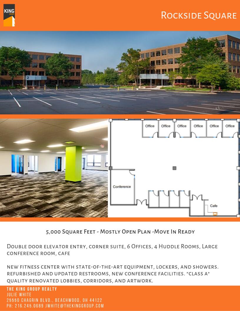 Looking for space on the Rockside Corridor? We have a move in ready, mostly open floor plan - 5,000 SF available now! Schedule a showing today with Julie White today - 216.245.0689! #CRE #officespace #thekinggroup #independence #rocksidecorridor