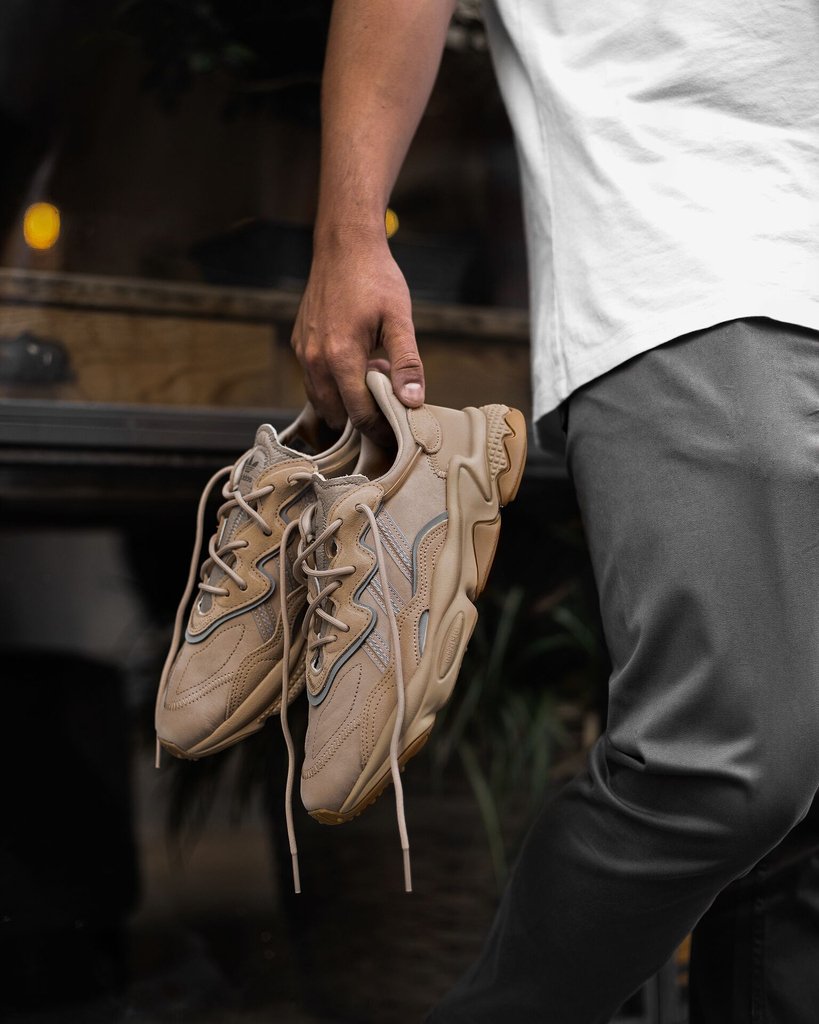 ozweego beige on feet