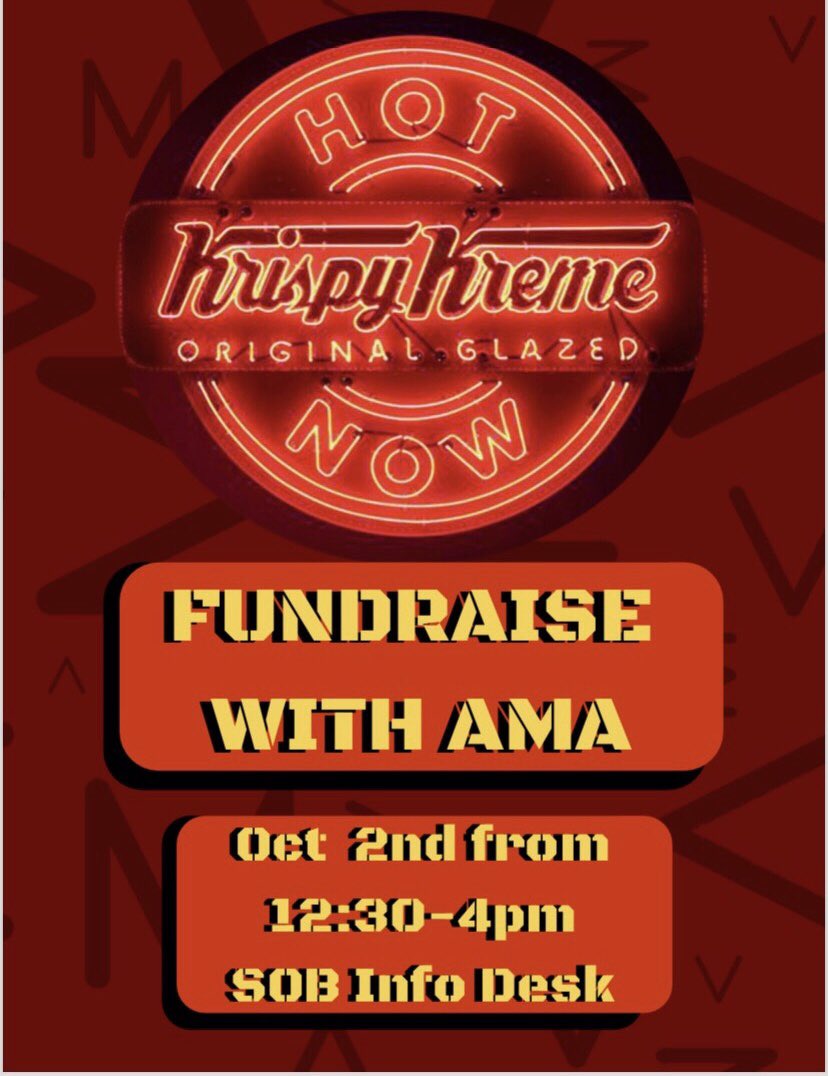 AMAHoward's tweet image. Make your afternoon special with one of Krispy Kreme’s world famous doughnuts. 🍩You don’t want to miss this delicious deal at just $1 a pop! 💵 You will be helping to fund AMA events, initiatives, and trips for students like you! 🥰See you at the information desk! 🏃🏾‍♀️🏃🏾‍♂️💨💨💨