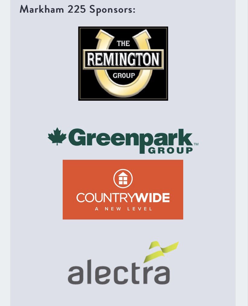 frankscarpitti's tweet photo. Our incredible celebration could not have happened without support from our corporate sponsors and partners. A big thank you to @RemingtonBuilds, @Greenpark_Group, CountryWide Homes and @alectranews. #Markham225 https://t.co/9sM1Ru3LF9