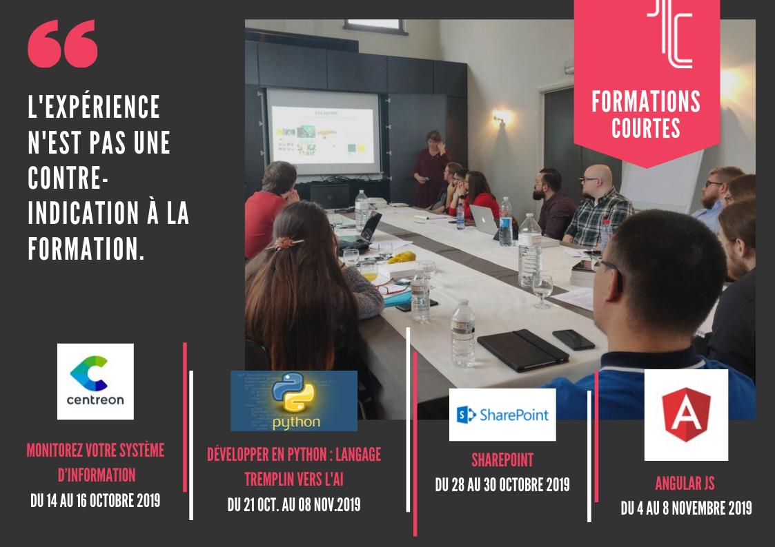 Envie de développer de nouvelles compétences rapidement?
😀 Pensez à nos formations courtes! 💻 📆Agenda complet des formations : bit.ly/3227NSx #formations #IT #centreon #angular #sharepoint #python #langage #programmation #informatique