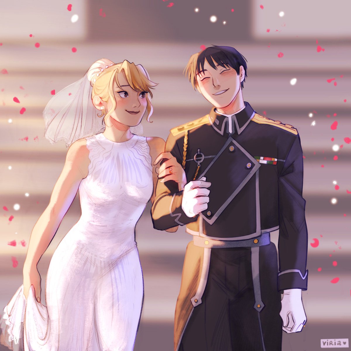 viria13's tweet image. I was blessed with Royai wedding piece commissioned by   @thomcroms 😭😭🙏
#roymustang #rizahawkeye #royai #fma #FullmetalAlchemist #FullmetalAlchemistBrotherhood