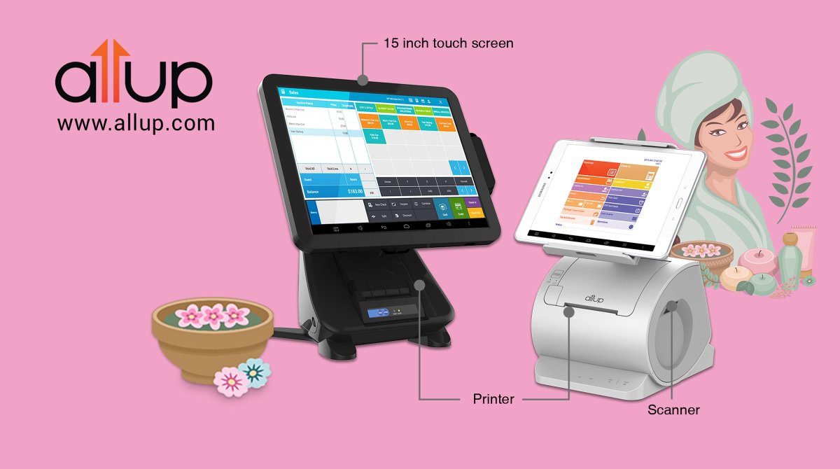Salon &amp; spa owners! If you're looking for a simple &amp; cost-effective POS solution, look no further! We have these fabulous choices for your chic salon or spa to help save space, time, and money. Visit allup.com to learn more!