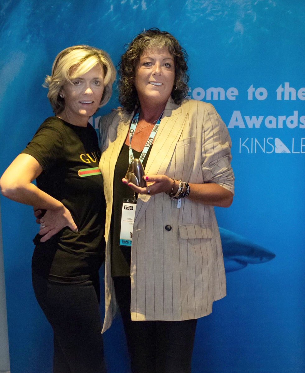 SharkAwards's tweet photo. Massive congratulations @AMV_BBDO London on the wins for Agency of the Year, Network of the Year &amp; the Grand Prix for their wonderful campaign #vivalavulva Fantastic work guys!

📸 Aisling White with BBDO Creative &amp; Strategy Awards Director Linda Carlos 
#kinsalesharks #amvbbdo https://t.co/djCb7UvCt0