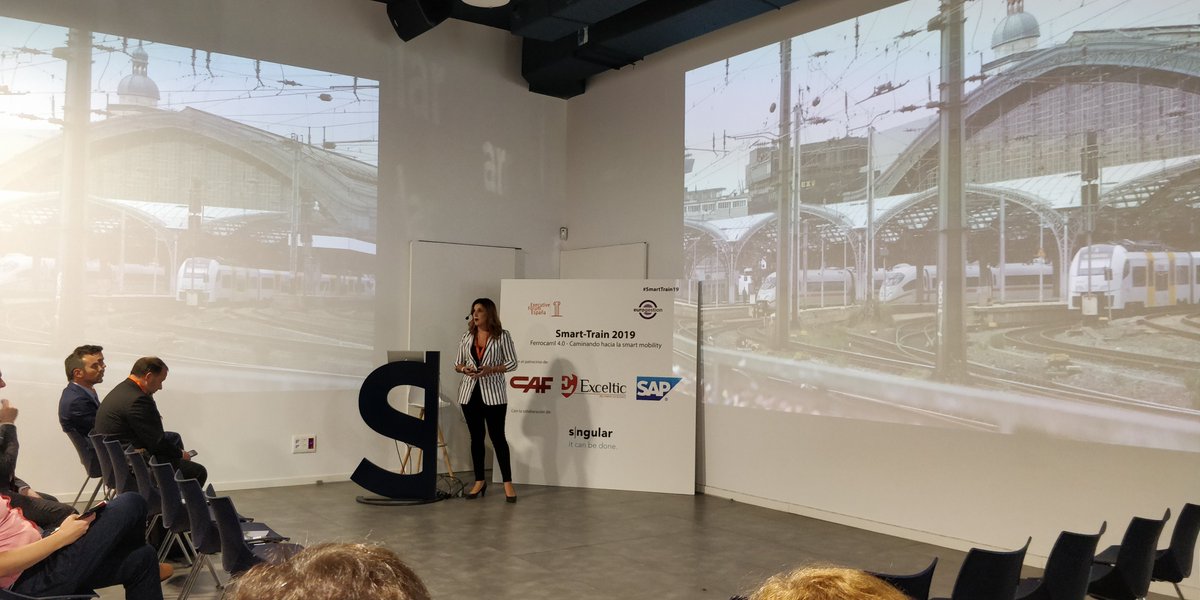 exceltic's tweet photo. Laura Pereiro, nuestra directora de Alianzas, esta mañana en el #SmartTrain19 presentando "Soluciones IoT para un tren 4.0".

@exeforum1 @AgendaCAF @SAPSpain @Renfe @Adif_es @metro_madrid 
@AsocEspTransp @sngular https://t.co/m1YOUytqeL