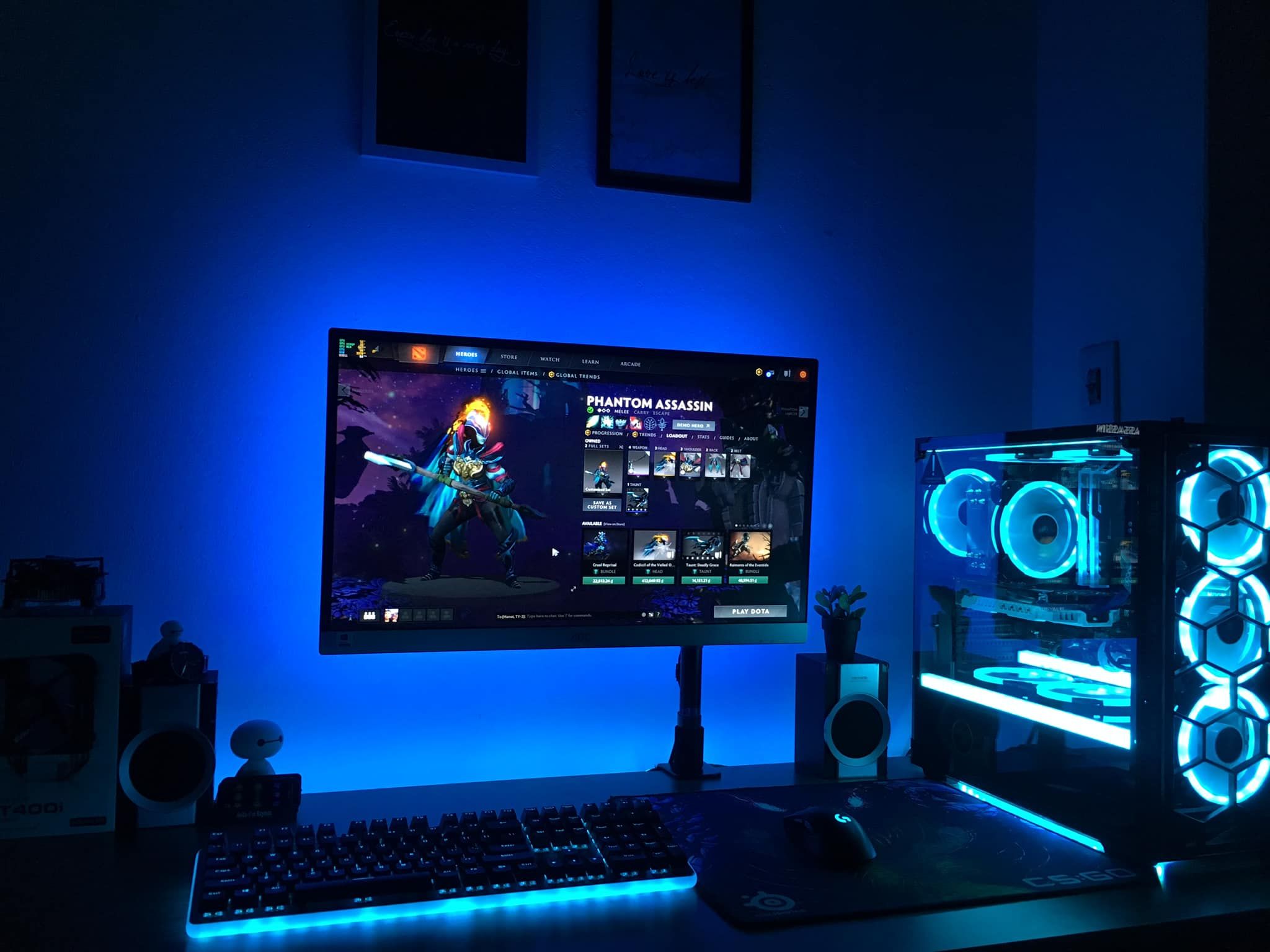 Топовая сеть. Сетап ПК. Игровой компьютер голубой. Синий компьютер. Красивый сет ПК.