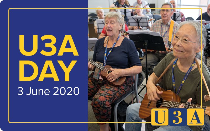 U3A Day is underway! On 3 June 2020, U3As across the country will showcase what their U3A does. A chance to celebrate U3A and challenge negative perceptions of older adults. 
U3A members can register interest and share ideas at facebook.com/groups/4853635… 
#SaveTheDate