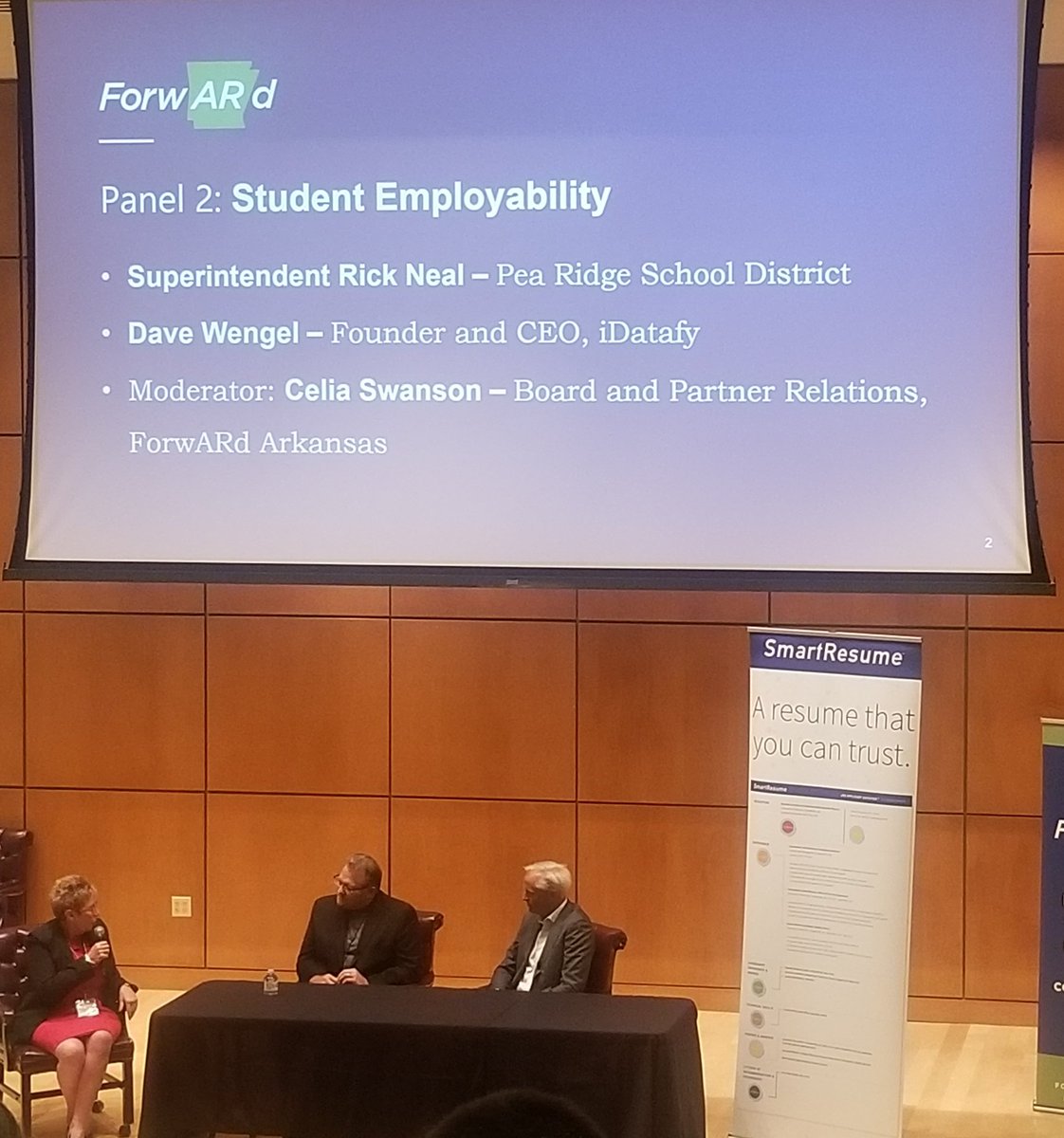 smartresumeco's tweet photo. Thank you @ForwARdArkansas for inviting us to your Data Symposium so that we could champion the great work of Rick Neal and the entire team from @PeaRidgeMBA_HS. We look forward to showcasing the unique talents of their students and recent graduates with personalized SmartResumes https://t.co/0yoaqzndm8