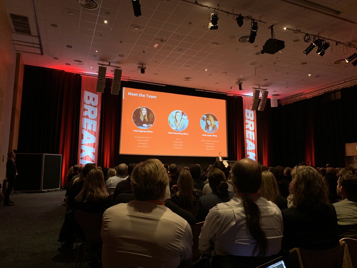 Great ideas from <a href="/hannahmeiton/">Hannah Meiton</a> on how to grow your company. Create cross functional teams. Dont separate marketing/sales/tech/product. #saassummit19