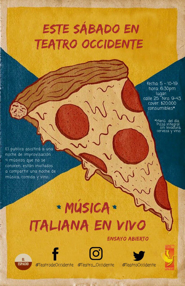 ¿Preparados para una noche de música y comida italiana? 
Nos vemos este sábado
