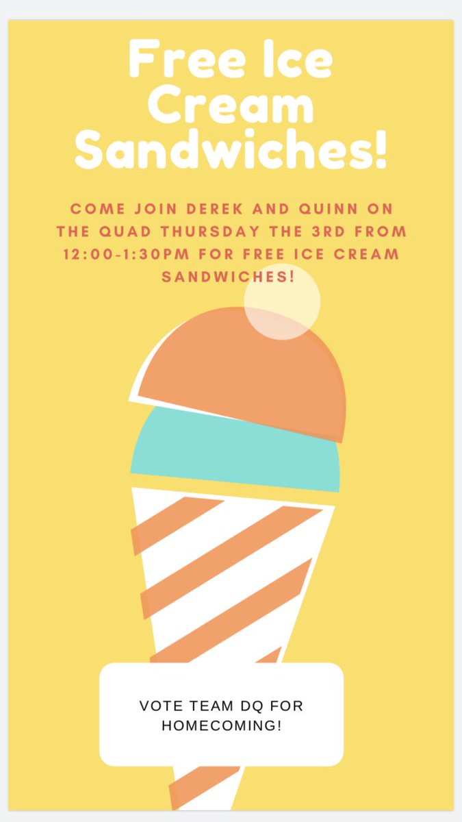 Minntwinquinn15's tweet photo. FREE ICE CREAM?!? VOTE DEREK AND QUINN 🤘🏼 #teamDQ https://t.co/mumF2MErPr