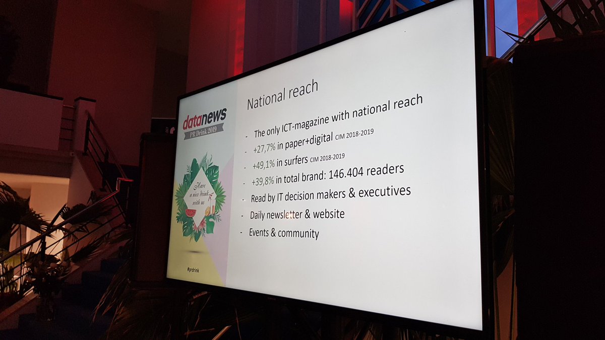 TalkingBirdsPR's tweet photo. Mooie groene cijfers, zelfs na 40 jaar @datanews_nl! Proficiat en bedankt voor de uitnodiging. #prdrink https://t.co/4UoZQwLNIw
