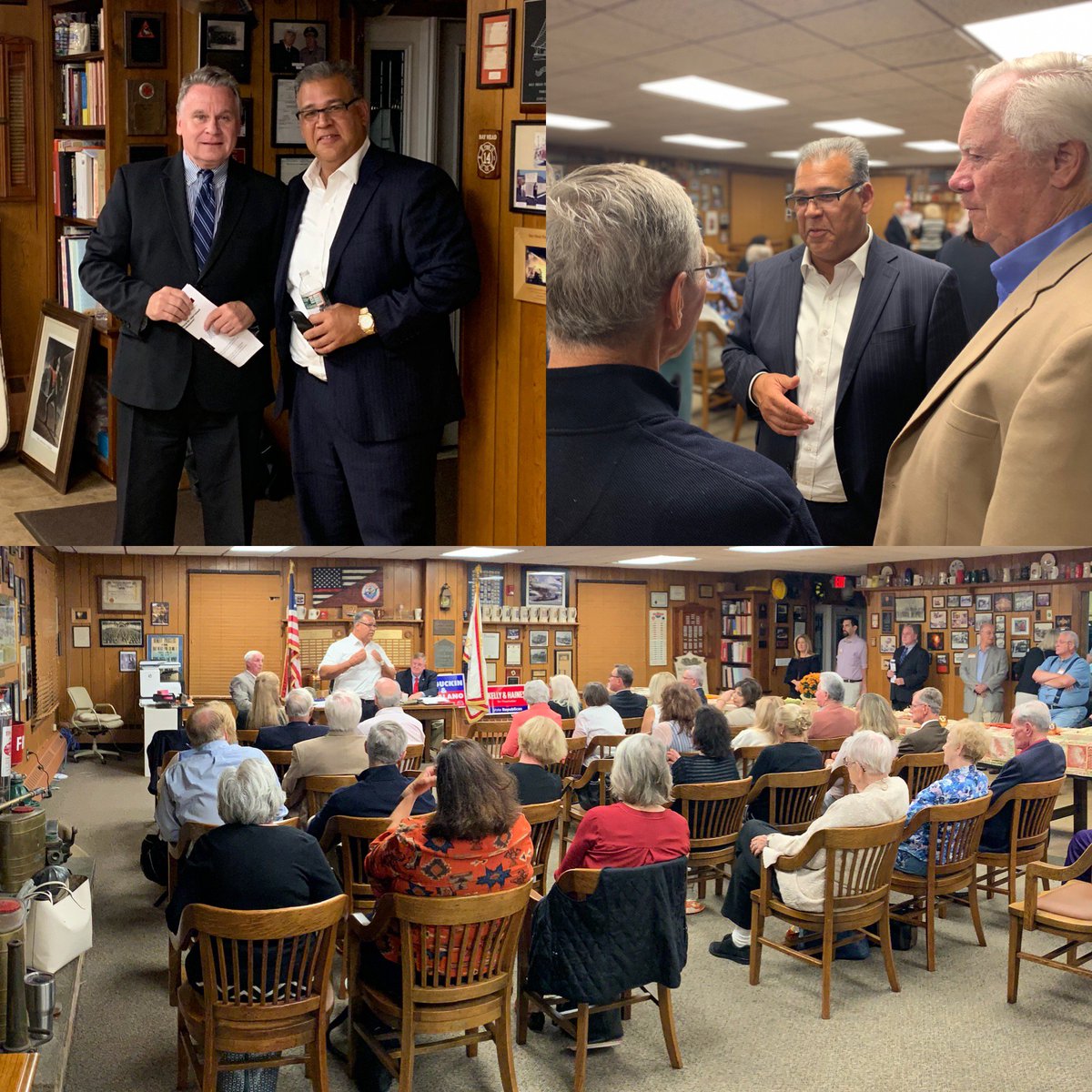 NJGOP's tweet photo. Chairman @DSteinhardtEsq was on the road in Ocean County last night with @RepChrisSmith &amp; @OceanCountyGOP Chairman Holman getting out the vote ahead of this year's Murphy Midterms with the Regular Republican Organization of Bay Head. Just 34 days until Election Day! #NJGOP https://t.co/ccn0ZG04bc