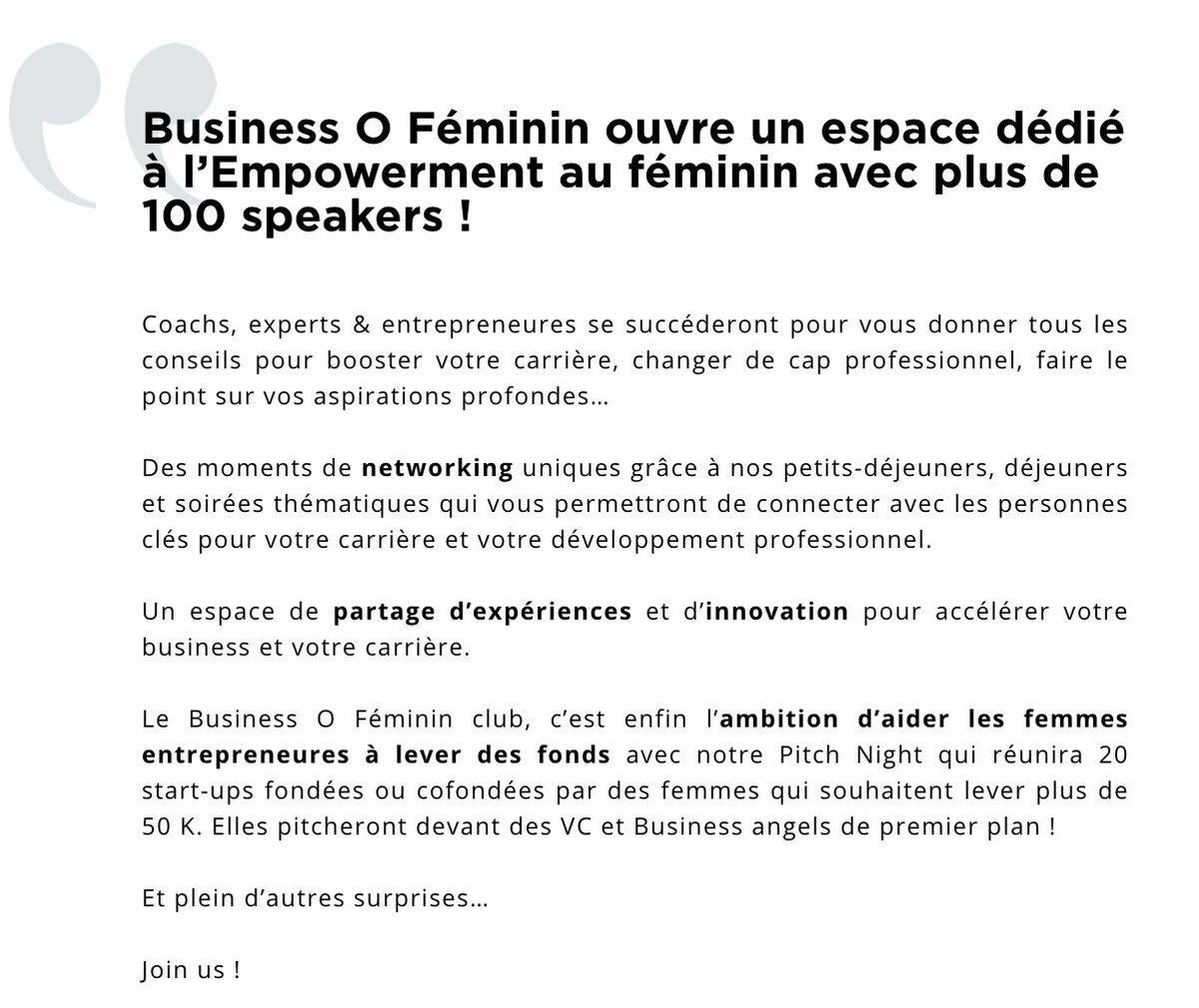 🙏<a href="/Klap_io/">Klap</a> fait partie des speakers du Club by @BusinessOFeminin, le nouveau lieu dédié à tous et en particuliers aux entrepreneurEs. RDV le 16/10/19  10h-12h30 pour une initiation au #DesignThinking au 8 rue du Cherche midi, 75006 PARIS🔥Inscription : lnkd.in/gnVGnBd