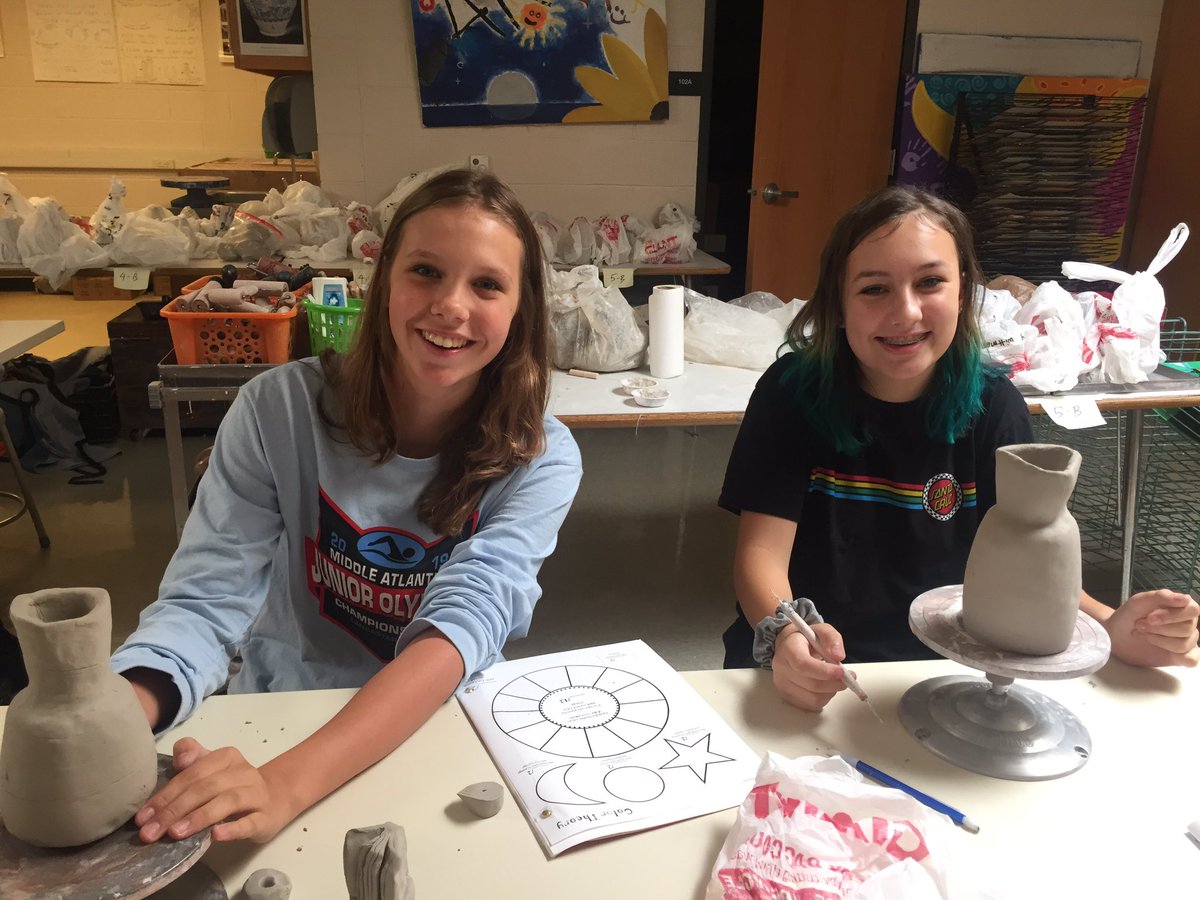 Pjonescbsdart's tweet photo. 8th grade art students are making Pop art inspired clay vases/decorative bottles with lids! “Put me in coach, I got this!” #handsonlearning     @CBUnamiMS @chad_watters 
@CBSDart https://t.co/0FGk6JlCEy