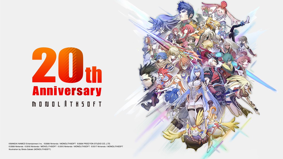 2019 marks the 20th anniversary of MONOLITHSOFT! Celebrate with exclusive wallpapers, one of which features cast members from many of their titles. We hope you are looking forward to the release of #XenobladeChronicles: Definitive Edition in 2020!

monolithsoft.co.jp/anniversary20t…