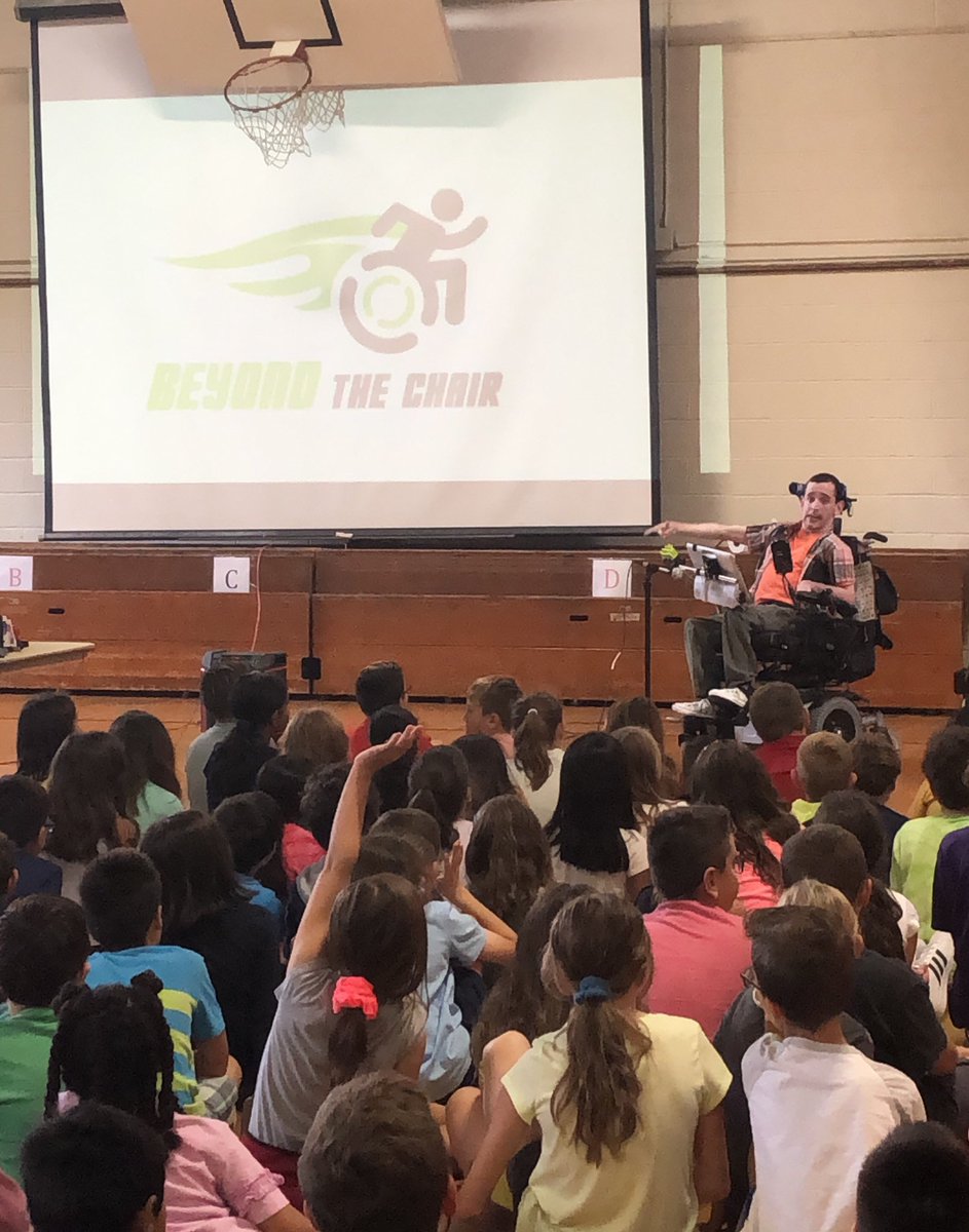 HenryBMilnes's tweet photo. Thank you to the Milnes PTA for sponsoring our assemblies! Michael Fondacaro from Beyond the Chair was amazing! Michael, thank you for sharing your life with us. @BChair23 #BeyondtheChair https://t.co/Xscr0lpjsB